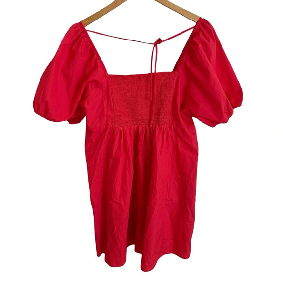 NWT Draper James size XL Puff Sleeve Hibiscus Square Neck Mini Dress New - Picture 2 of 5